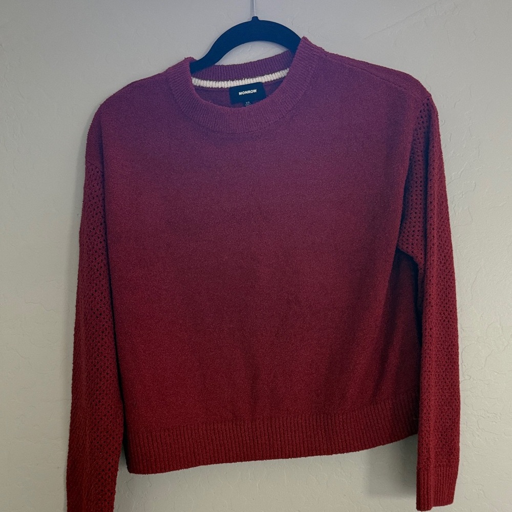 Monrow Burgundy Crew Neck Sweater